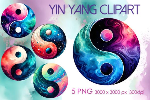 Download Yin Yang Fantasy Watercolor Multicolor - Multicolor Collection